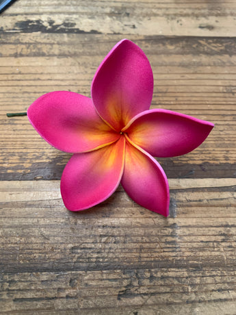 Foam Plumeria Hair Pick- Fuschia/Orange