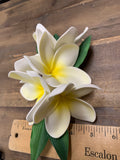 Five Plumeria Giant Hair Clip- White/Yellow